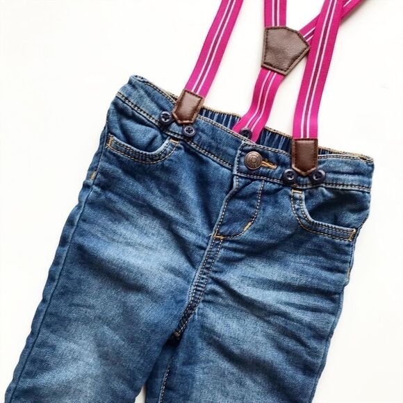 Baby B’gosh soft suspender jeggings EUC 12 months - Picture 2 of 4
